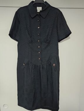 Donna Morgan Black Short-Sleeve Button-Front Dress